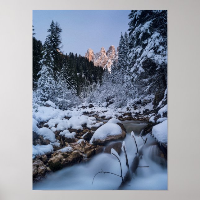 Snow-covered Geisler Mountain Range Poster (Front)