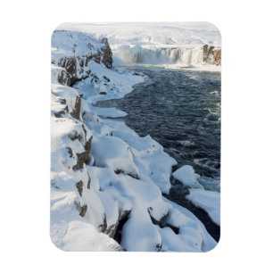 Snow Covered Godafoss Waterfall Magnet