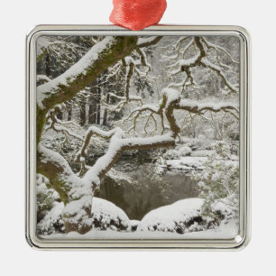 Snow-covered Japanese maple Metal Ornament