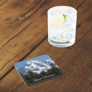 Snow Covered Mount Rainier Landscape Coaster