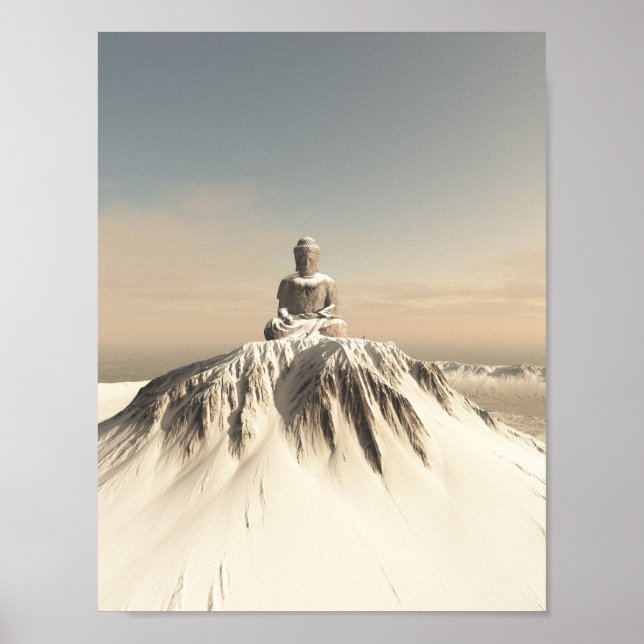 Snow Covered Mountain Buddha Poster (Front)