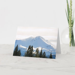 Snow covered mountain holiday card
