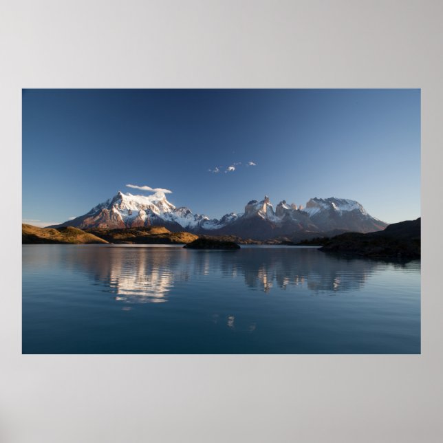 SNOW COVERED MOUNTAIN IN REFLECTIVE PHOTOGRAPHY POSTER (Front)