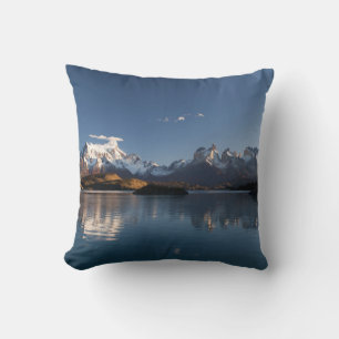 SNOW COVERED MOUNTAIN IN REFLECTIVE PHOTOGRAPHY THROW PILLOW