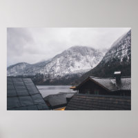 SNOW-COVERED MOUNTAIN NEAR BODY OF WATER
