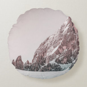 SNOW COVERED MOUNTAIN ROUND PILLOW