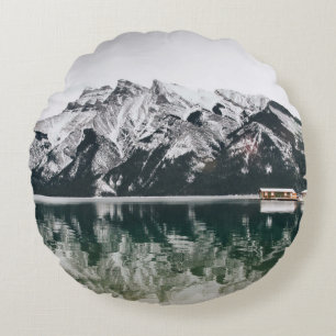 SNOW-COVERED MOUNTAIN ROUND PILLOW