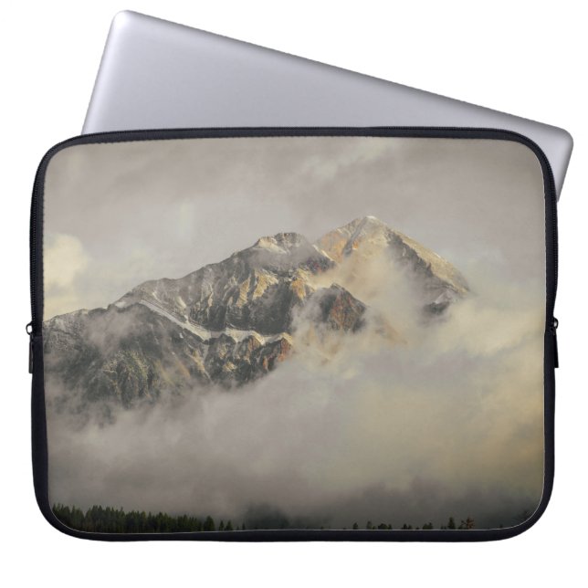 SNOW COVERED MOUNTAIN UNDER CLOUDY SKY DURING DAYT LAPTOP SLEEVE (Front)