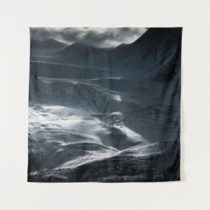 SNOW COVERED MOUNTAIN UNDER CLOUDY SKY DURING DAYT TAPESTRY