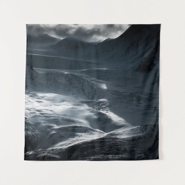 SNOW COVERED MOUNTAIN UNDER CLOUDY SKY DURING DAYT TAPESTRY (Front)