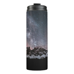 SNOW COVERED MOUNTAIN UNDER STARRY NIGHT THERMAL TUMBLER