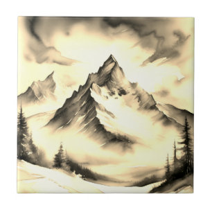 Snow covered mountains drawing tile
