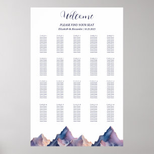 Snow covered mountains wedding seating chart 