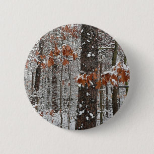 Snow Covered Oak Trees Winter Nature Photography 2 Inch Round Button