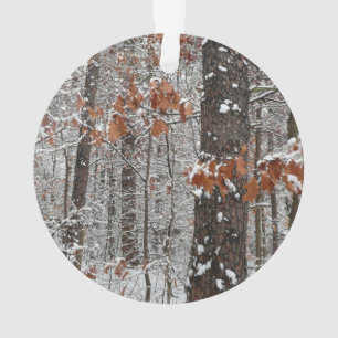 Snow Covered Oak Trees Winter Nature Photography Ornament