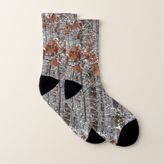 Snow Covered Oak Trees Winter Nature Photography Socks (Pair)