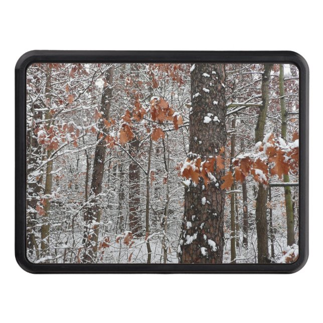 Snow Covered Oak Trees Winter Nature Photography Trailer Hitch Cover (Front)