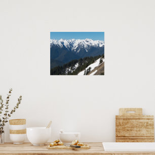 Snow Covered Olympic Mountains Photographic Poster