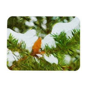 Snow covered Pine Abstract Impressionism Magnet