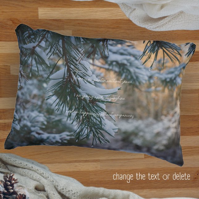 Snow-covered pine branches accent pillow (Creator Uploaded)