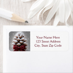 Snow Covered Pine Cone Return Address