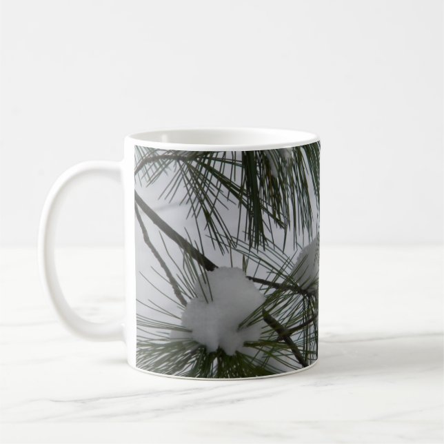 Snow Covered Pine Needles Coffee Mug (Left)