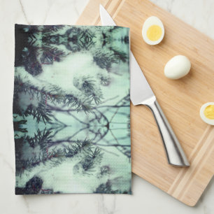 Snow Covered Pine Needles Winter Nature Abstract Kitchen Towel