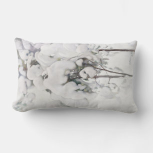 Snow Covered Pine Saplings (by Pekka Halonen) Lumbar Pillow