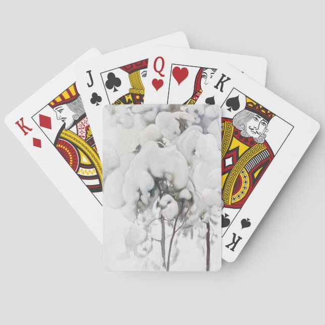 Snow Covered Pine Saplings (by Pekka Halonen) Playing Cards (Back)