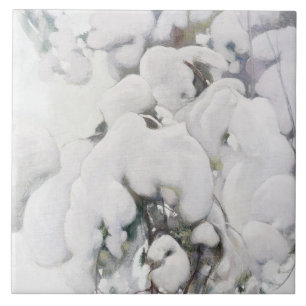 Snow Covered Pine Saplings (by Pekka Halonen) Tile