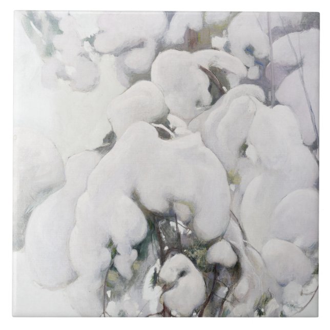 Snow Covered Pine Saplings (by Pekka Halonen) Tile (Front)