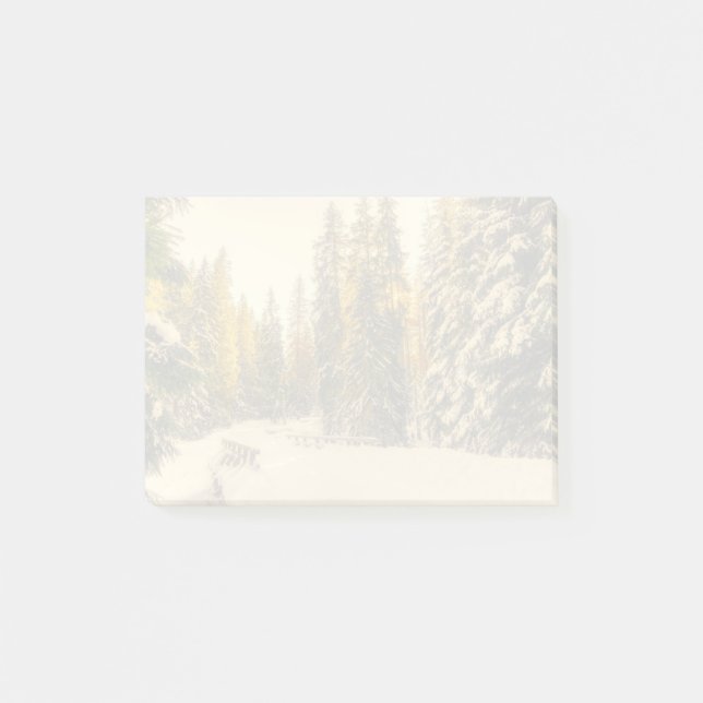 Snow Covered Pine Trees Forest Nature Photo Post-it Notes (Front)