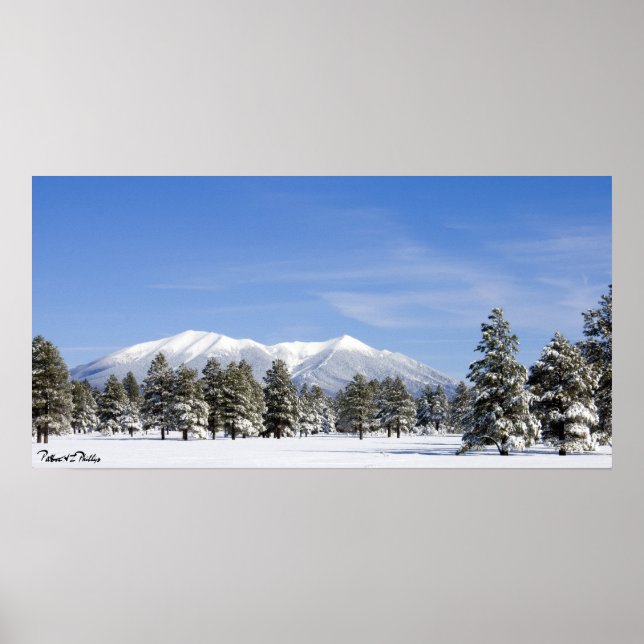Snow Covered Prairie & San Francisco Peaks Arizona Poster (Front)