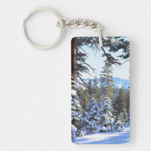 Snow-covered Red Fir trees in the High Sierra 2 Keychain