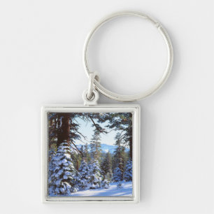Snow-covered Red Fir trees in the High Sierra 2 Keychain
