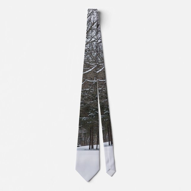 Snow Covered Road Painterly Neck Tie (Front)
