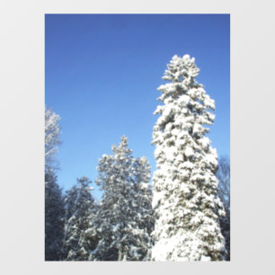 Snow Covered Tall Pine Tree Window Cling