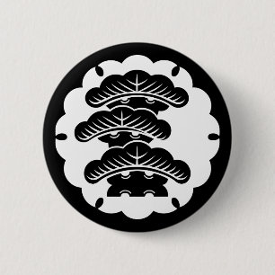 Snow-covered three-tiered pine in rice cake 2 inch round button