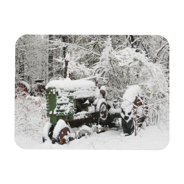 Snow-covered Tractor Magnet (Horizontal)