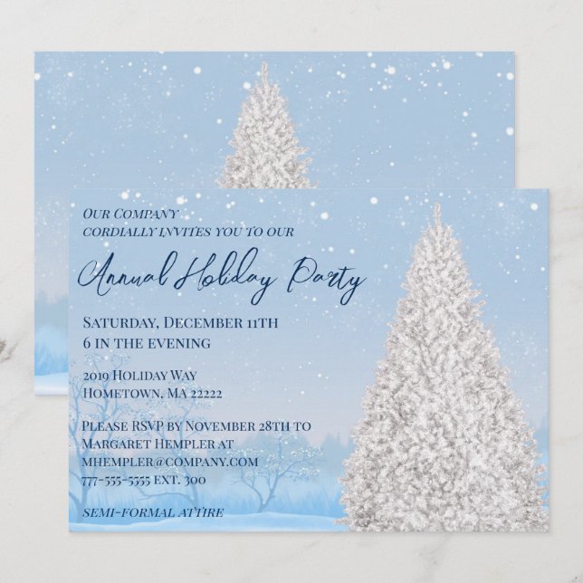 Snow Covered Tree Holiday Party Invitation (Front/Back)