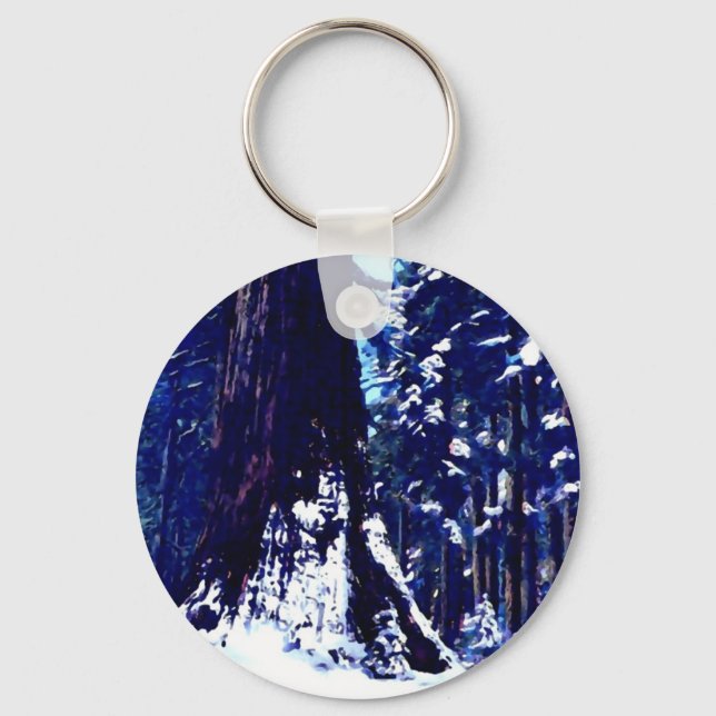 Snow Covered Tree Keychain (Front)