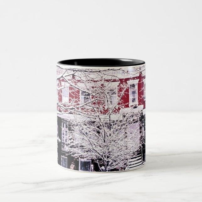 Snow Covered Tree, New York City Two-Tone Coffee Mug (Center)
