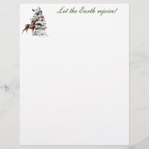 Snow Covered Tree with Wildlife and Birds Letterhead