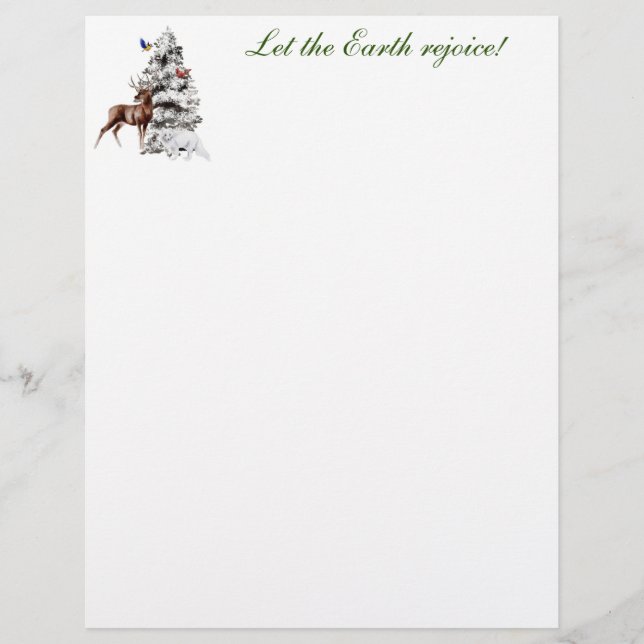 Snow Covered Tree with Wildlife and Birds Letterhead (Front)