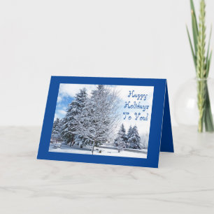 SNOW-COVERED TREES IN PARK/ HAPPY HOLIDAYS TO YOU HOLIDAY CARD