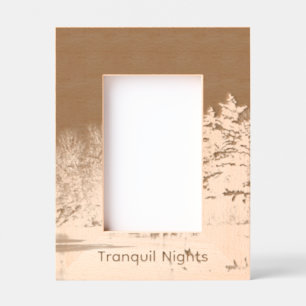 Snow Covered Trees Winter at Night Picture Frame