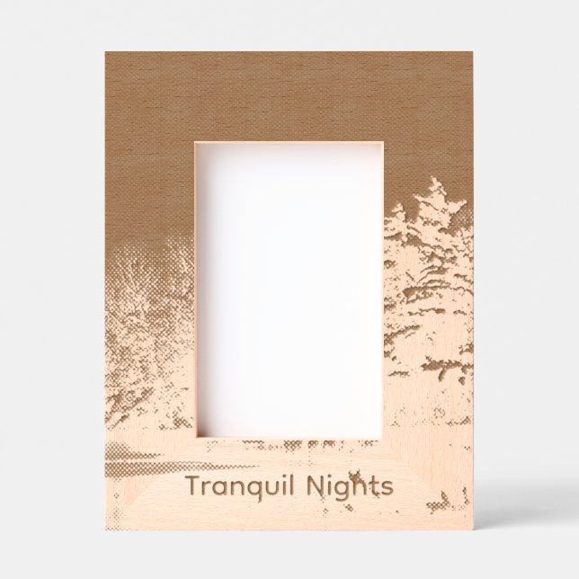 Snow Covered Trees Winter at Night Picture Frame (Front)