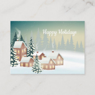 Snow Covered Village Trees Christmas Business Card