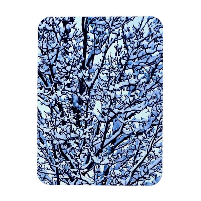 Snow Covered Winter Tree Branches Photo Magnet (Vertical)