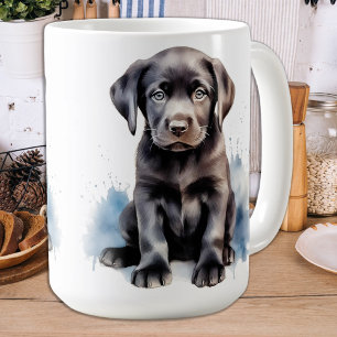 Snow Crystals - Snow Labrador - Black Lab Puppy Coffee Mug
